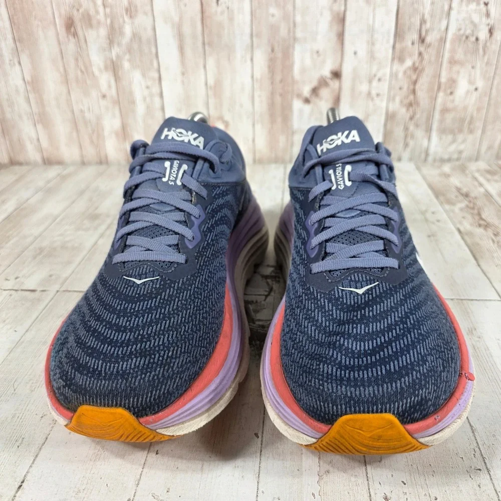 Hoka Gaviota 5 Womens 9B Navy Lilac Running Shoes 1134235-ARP Stability Sneaker
